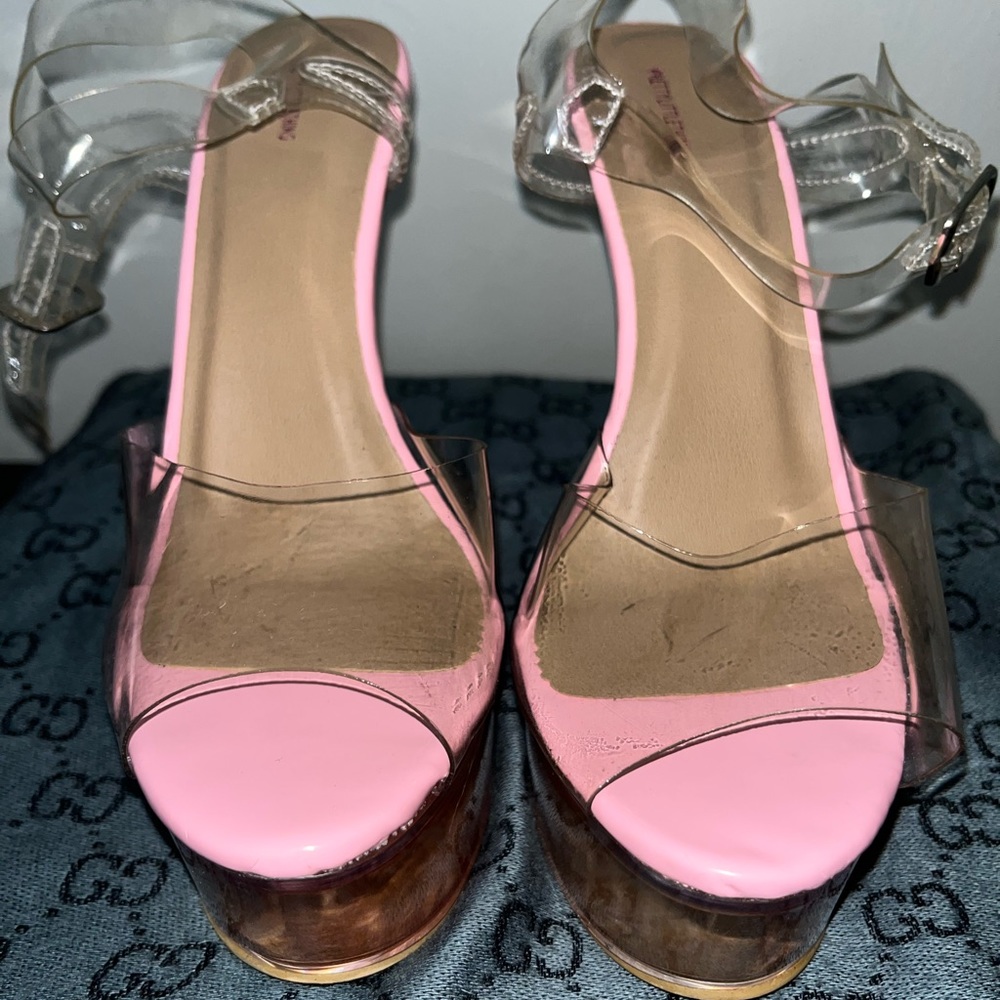 Pink Extreme Clear Platform sandals